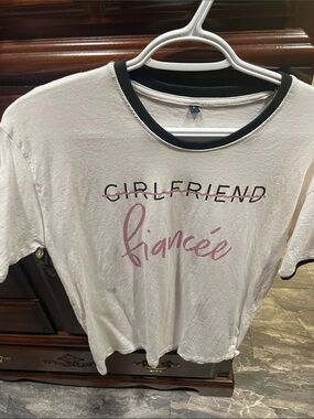White Graphic 'Fiancée' Ringer Tee
